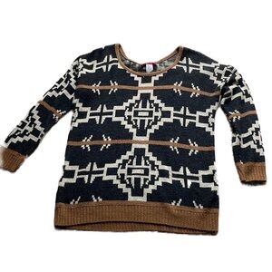 Alley and Gabby by 212 NY Sweater Women's Large Brown and Black Aztec Pullover